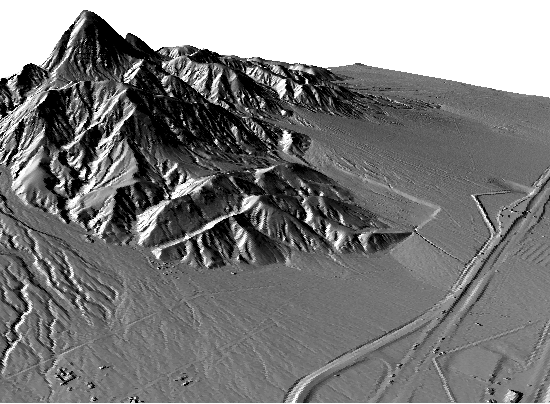 High-resolution DEM with hillshade