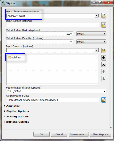 Skyline geoprocessing tool