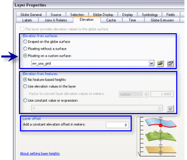 Base height settings for features which require a custom surface.