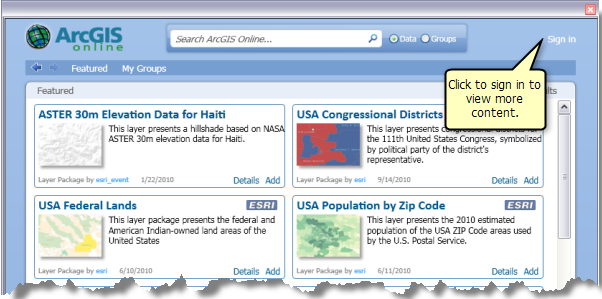 ArcGIS Online landing page