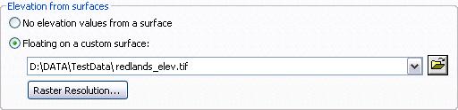 Options for assigning a layer's elevation source from a surface. Example from the Base Heights tab on the ArcScene Layer Properties dialog box.