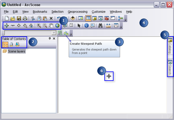 The ArcScene user interface