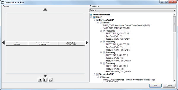 Communication Row dialog box