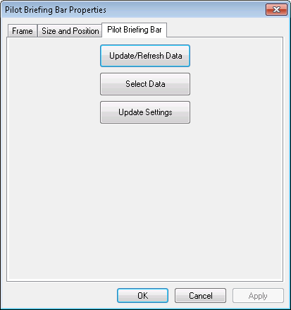 Pilot Briefing Bar Properties dialog box