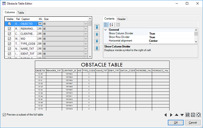 Obstacle Table Editor