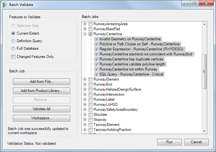 Batch Validate with RunwayCenterline group expanded