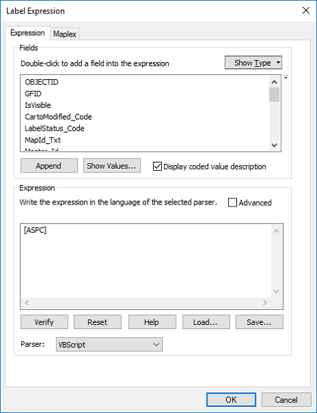 Label Expression dialog box
