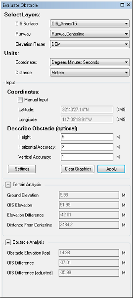 Evaluate Obstacle dialog box
