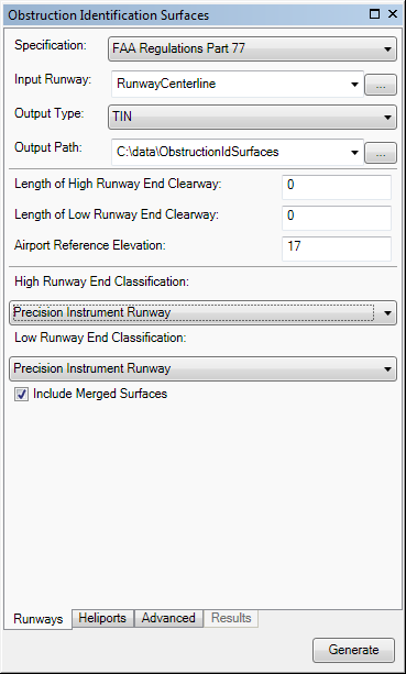 FAA FAR Part 77 dialog box