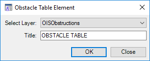 Obstacle Table Element dialog box