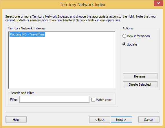 Update territory network indexes