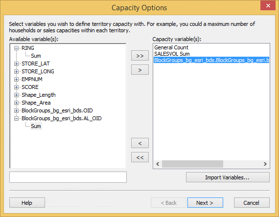 Select variables