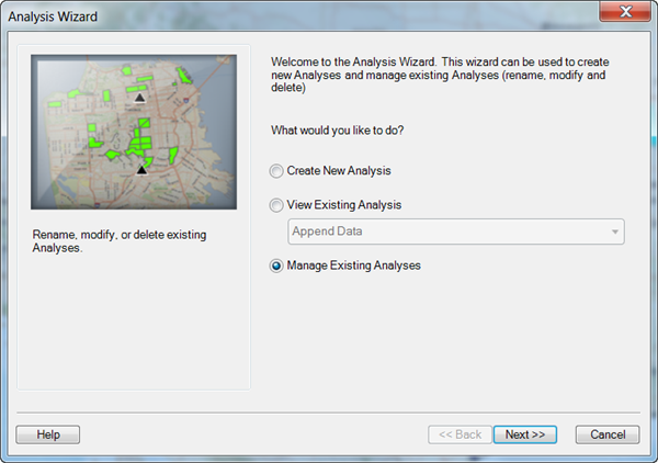 Manage existing analyses