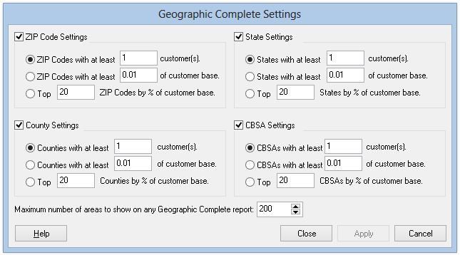 Geographic Complete Settings