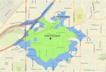 Threshold areas - drive times