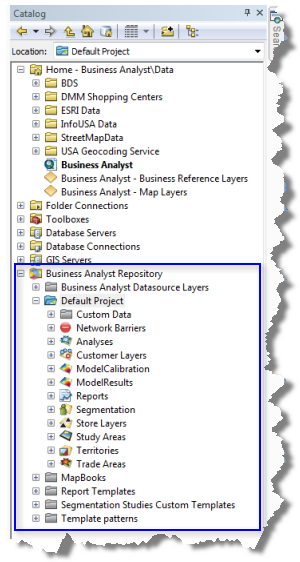 Business Analyst repository in Catalog view