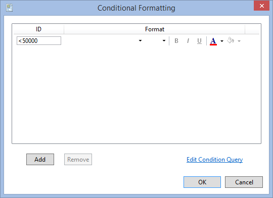 Conditional Formatting advanced window