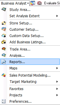 Business Analyst drop-down menu