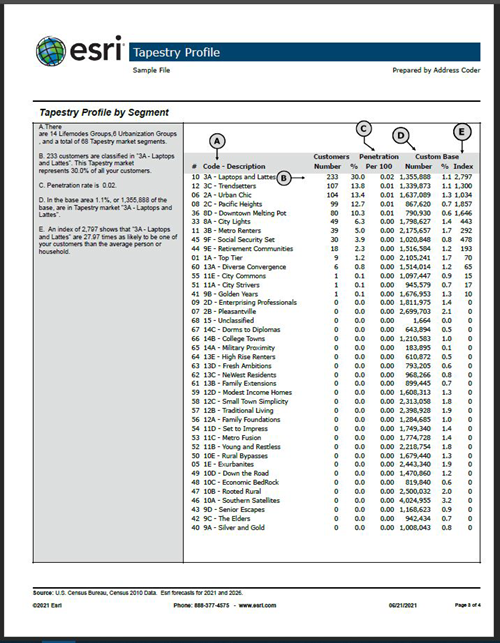 Example of a Tapestry Profile report page 3