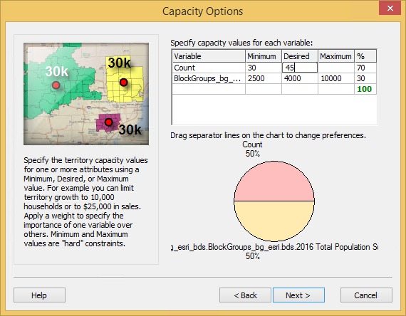 Specify capacity values