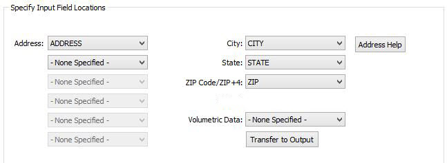 Input Field Locations