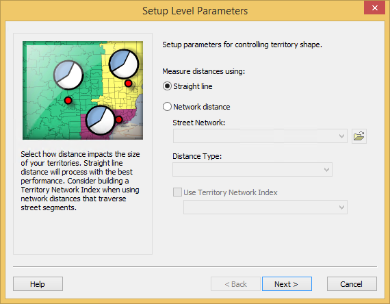 Distance measurement page of the Setup Level Parameters wizard