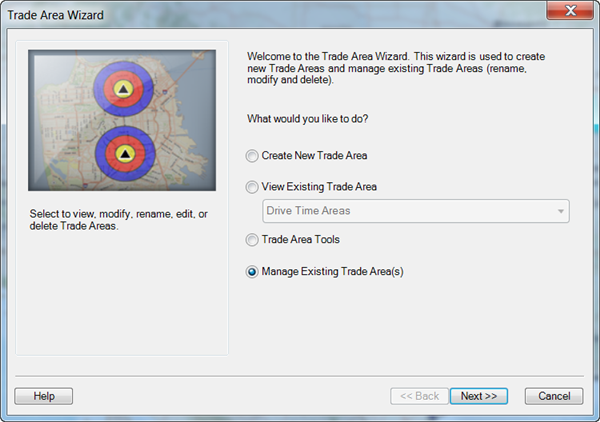 Manage existing trade areas