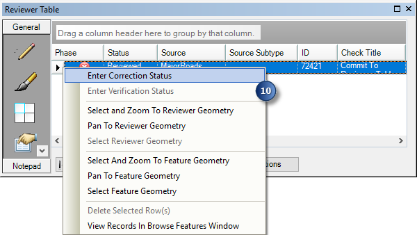 Reviewer Table record context menu