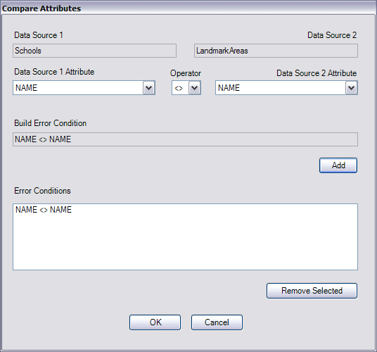 Compare Attributes dialog box