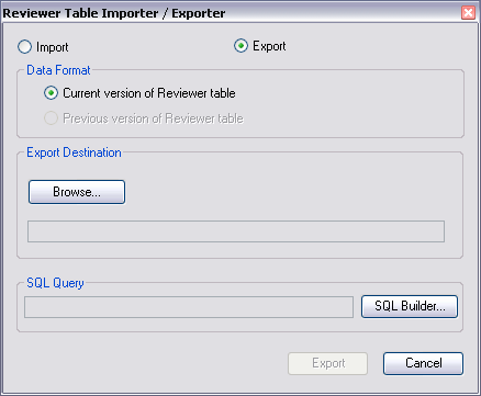 Reviewer Table Importer/Exporter