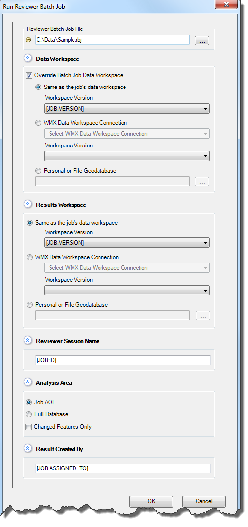 Arguments for the Run Reviewer Batch Job step