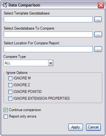 Data Comparison dialog box