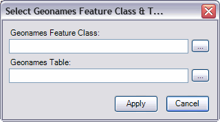 Select Geonames Feature Class & Table