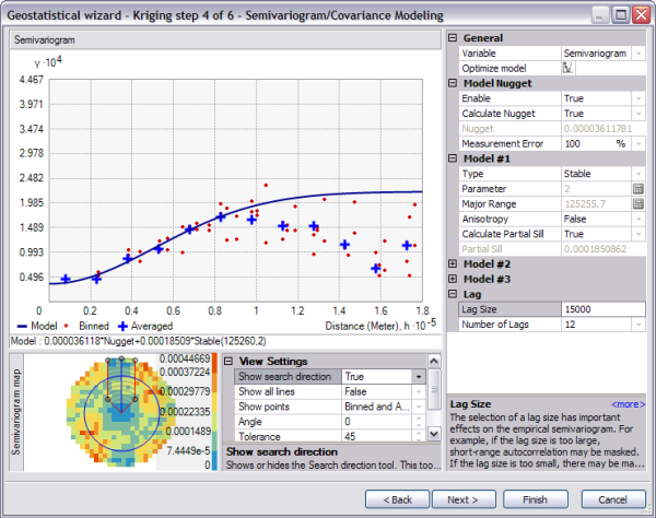 The Geostatistical wizard-Kriging step 4 of 6—Show search direction is set to True in the dialog box