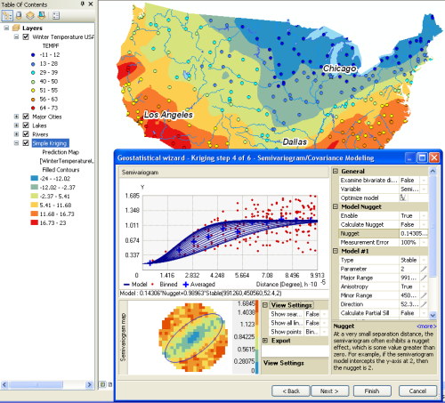 Geostatistical Analyst application for winter temperature