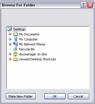 Browse For Folder dialog box
