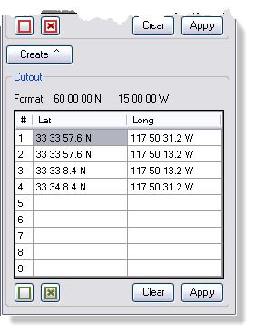 The Cutout area of the Generate Feature dialog box