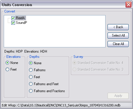 Units Conversion dialog box
