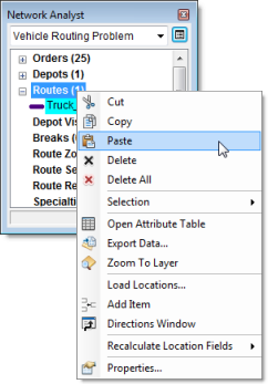 Pasting a new route object