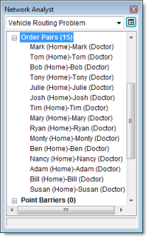 Order pairs in the Network Analyst window