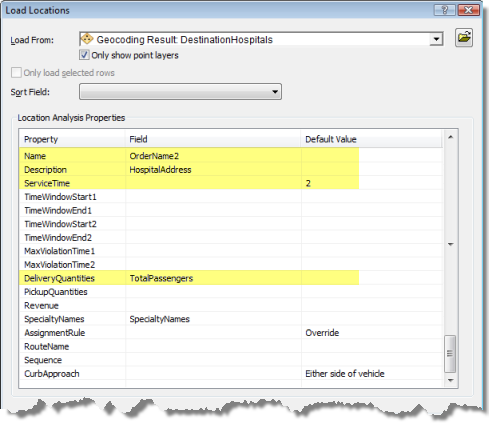 Load Locations dialog box