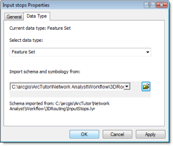 The Input stops Properties dialog box