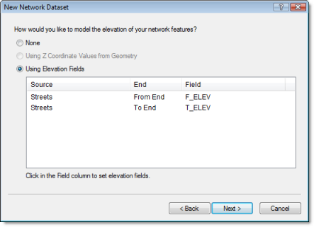 Setting elevation fields