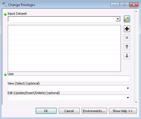 Change Privileges dialog box