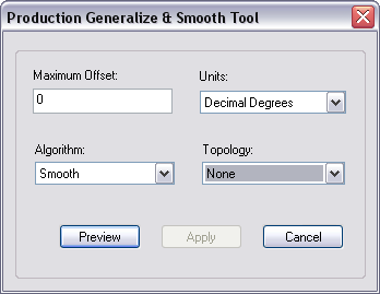 Production Generalize & Smooth Tool dialog box
