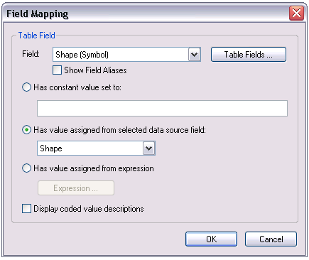 Field Mapping dialog box
