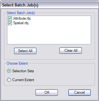 Select Batch Job(s) dialog box with batch jobs chosen