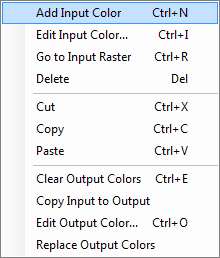 The Color Mapping Rules dialog box context menu