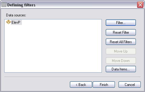Defining filters dialog box