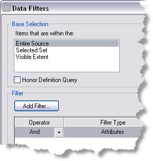 Data Filters dialog box with filters